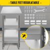 VEVOR Stainless Steel Prep Table, 60x14x33 in Commercial Stainless Steel Table, 2 Adjustable Undershelf BBQ Prep Table, Heavy Duty Kitchen Work Table