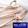 75 Pieces Heavy Duty (Rose Gold) Plastic Silverware Set, Disposable Cutlery Set, Great for Parties, Weddings, and Catering