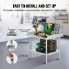 VEVOR Stainless Steel Work Table, 24 x 28 x 26 Inch Commercial Food Prep Worktable, 3-Sided Backsplash Heavy Duty Prep Worktable