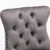 Contemporary Velvet Upholstered Barstools with Button Tufted Decoration and Wooden Legs, and Chrome Nailhead Trim, Leisure Style Bar Chairs,Bar stools